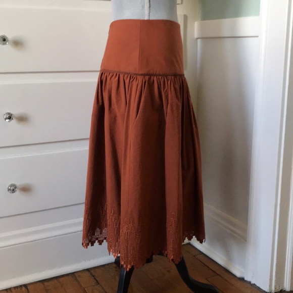 Gorgeous rust Bill Blass skirt with leather trim - Picture 5 of 8